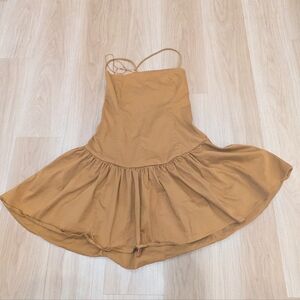 Anthropologie Maeve Ochre Gold Drop Waist Mini Dress Size XL